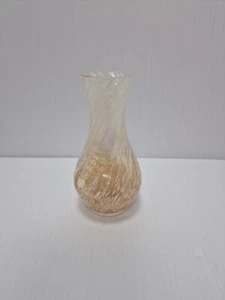 Orange And White SPECKLED ,SWIRL PATTERN Small Vase - Picture 1 of 5