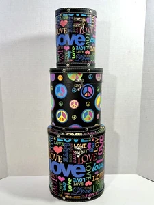 LOVE Stapelkästen bunt schwarz oval 3er Set - Bild 1 von 15