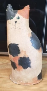 Nicholas Street Original Leinwand bemalt & Stofftier Calico Katze datiert & signiert 1993 - Bild 1 von 14