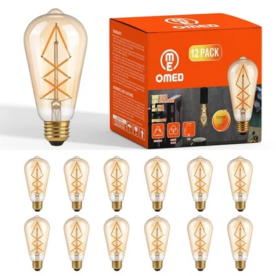 Dimmable LED Vintage Edison Bulbs, ST64 2700K Soft White Fishbone Filament An... - Image 1 of 4