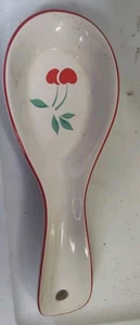 Vintage Cherries Leaves Fruit Berries Jubilee Kitchen Spoon Rest Ceramic Nice!! - Picture 1 of 4