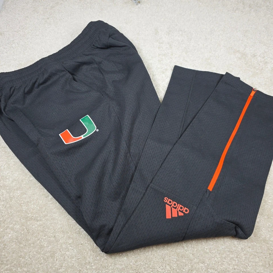 Adidas Miami Hurricanes Pants Men's L/XL Black NCAA Sample Squad Training - Image 1 of 4