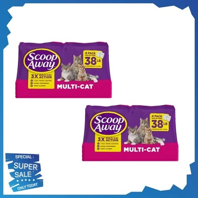 2 Pack Scoop Away Multi Cat Litter With Meadow Fresh Scent, 38 lb.