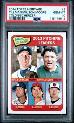 2014 Topps Heritage Scherzer/Bartolo Colon/Moore/Wilson/Tillman PSA 10 Gem Mint - Image 1 of 2