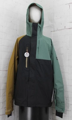 686 GoreTex 核心壳滑雪板夹克男式大号柏树绿色色块新品 — 第 1/4 张图片