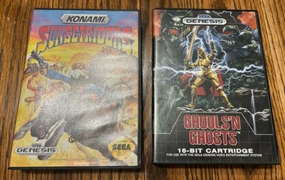 Sunset Riders Sega Genesis Case Game Konami Ghouls’N Ghosts CIB Manual Lot - Image 1 of 4