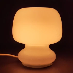 Lampada Tavolo Fungo Vetro Murano Design Space Age Bianco Opalino Anni '70 - Imagen 1 de 12