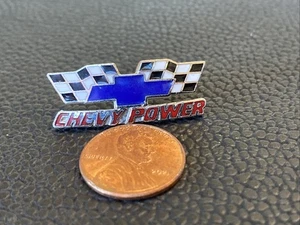 VTG CHEVY POWER Chevrolet Pin Truck Corvette Impala Camaro CHECKERED FLAG RACING - Picture 1 of 10