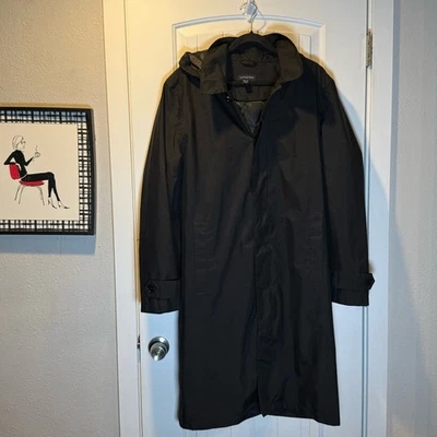 Lands' End Men's Waterproof Black Trench Coat Quilted Liner Size Large - Image 1 of 4