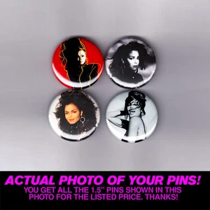 JANET JACKSON - 1.5" PINS / BUTTONS (vintage shirt poster record lp print badge) - Picture 1 of 2