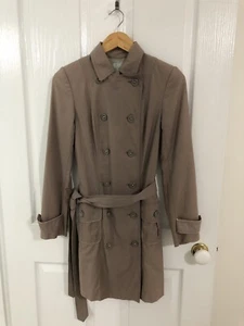 JIGSAW Mushroom Taupe Long Line Cotton Dble Breast Tie Belt Trench Coat Sz 6 - Picture 1 of 8