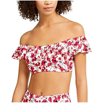 Tommy Hilfiger Magenta Blanco Floral Fuera del Hombro Bikini Traje de Baño TOP NUEVO CON ETIQUETAS Mediano Foto 1 de 4