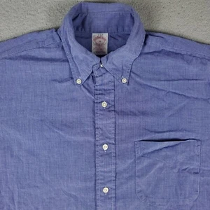 Brooks Brothers Shirt Mens Size 16 Blue Dress Button Up Short Sleeve - Picture 1 of 6