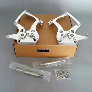 Aluminum Hood Hinges Kit for 1967-1969 Ford Mustang Hood Hinge Silver Polished - Foto 1 di 2