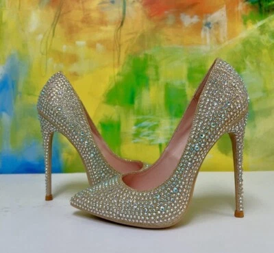 ELISABET TANG LoubouSoKateStrassGirl Gold Iridescent Rhinestones Stiletto 6 - Image 1 of 4