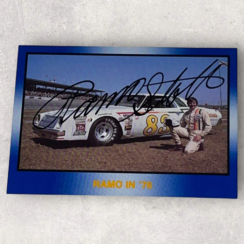 Ramo Stott '76 DAYTONA VINTAGE 1991 MASTERS OF RACING autographed NASCAR card - Image 1 of 1