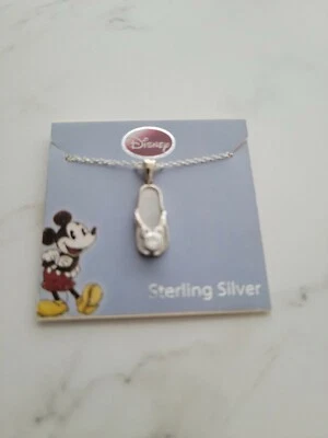 Collar Chancla Disney Mickey Mouse Cadena Cable 18" Plata Esterlina  Foto 1 de 4