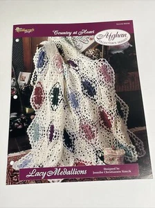 Lacy Medallions Country Afghan Crochet Pattern Needlecraft Shop - Picture 1 of 5