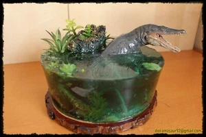 Diorama hecho a mano Kronosaurio marca Papo - maqueta de resina pantano - Imagen 1 de 3