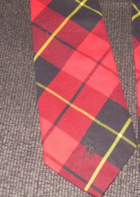 Мужской красный галстук-пони с логотипом RALPH LAUREN Polo в клетку 57 дюймов x 3,5 дюйма - Изображение 1 из 4