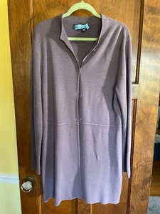 Cárdigan suéter pequeño para mujer Eileen Fisher púrpura largo cierre de botones mezcla de seda - Imagen 1 de 10