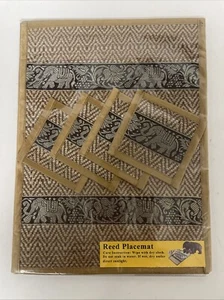 Reed Dining Table Placemats & Coasters Thai Elephant Design Brown New - Picture 1 of 2
