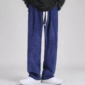 Men Elastic Waist Corduroy Pants Trousers Loose Straight Casual Sports Pants - Picture 1 of 16
