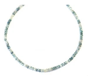 Blue White Sapphire Necklace Solid Strand 18" AAA 14k Gold fill Sterling Silver - Picture 1 of 2