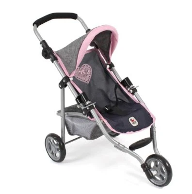 BAYER CHIC 2000 - Puppenbuggy Lola Jogging-Buggy Puppenjogger Puppenwagen Melange grau-Navy 7...