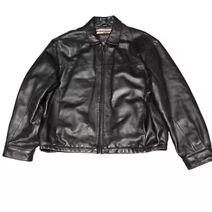 Vintage Wilsons Leather Bomber Jacket Men XL Black Removable Liner Quilted Biker - Picture 1 of 15