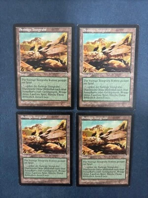 MTG 4X GERMAN MIRAGE ROCKY TAR PIT MAGIC THE GATHERING CARD LAND UNCOMMON - Image 1 of 4