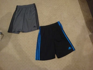 Lot of 2 EUC Adidas Youth Performance Shorts Gray Black Large (14/16) - Picture 1 of 6