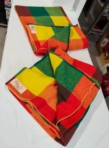 Vintage Blanket 2x Onkaparinga Harlequin Pure Wool Great Colours x2 Onkaparinga - Bild 1 von 17