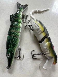 Job Lot Fishing Lures x 2 Swimbaits Multi Jointed Rat Pike - Picture 1 of 9
