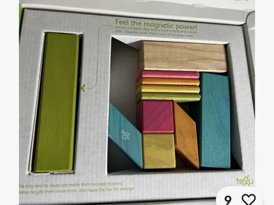 Juego de bloques de madera magnéticos Tegu de 14 piezas TINTES juguete para niños color Montessori Foto 1 de 3