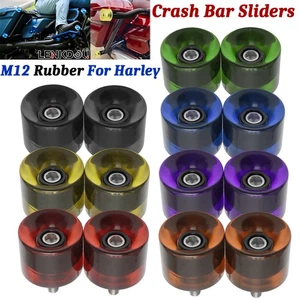 M12 Rubber Crash Bar End Sliders Engine Bar Guards For Harley Touring Softail - Picture 1 of 22