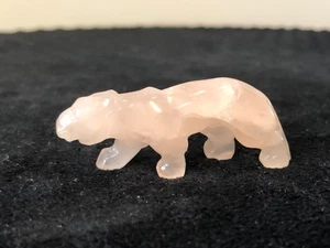 Small Carved Pink Rose Quartz Tiger Figure 2" long - Picture 1 of 6