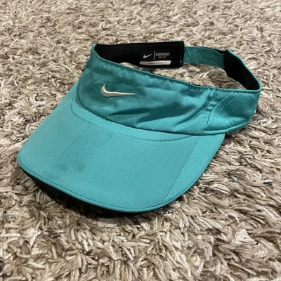 Nike Featherlight Dri Fit Visera Sombrero Correa Trasera Verde azulado Correr Tenis Foto 1 de 4
