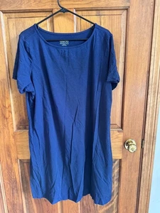 D&CO Essentials Maxi Dress Lounge Wear Size P XL Blue Short Sleeve Never Worn - Picture 1 of 3