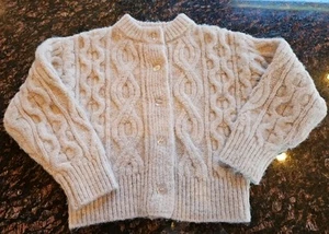 Handmade Children's Fisherman Sweater Wool Cable Knit Buttons Cardigan, SOFT - Picture 1 of 5
