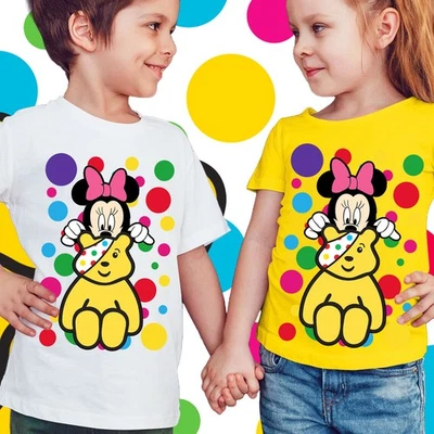 GOFASHIONDIRECT Pudsey Bear Children In need Spotty Day 2025 Boy Girl Kids School T Shirt#SD52