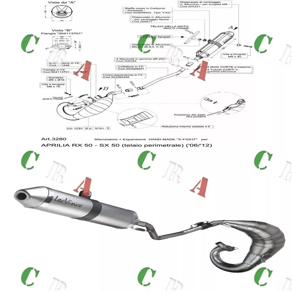 3280 LEOVINCE X-Fight Pot D'Échappement Acier Approuvé Pour Aprilia SX 50 2T - Photo 1/1