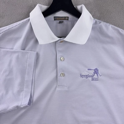 Polo Peter Millar Summer Comfort para Hombres Talla XL Blanco Púrpura Rayas Spyglass Hill Foto 1 de 4