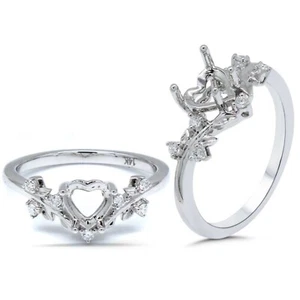 Heart Shape 6mm Ring Semi Mount In 14k White Gold With Diamond Accents (54344) - Picture 1 of 5
