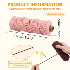 8 Rolls 3mm Colorful Cotton Twine String Knitting Macrame Cord for Wall behhX - Picture 1 of 11