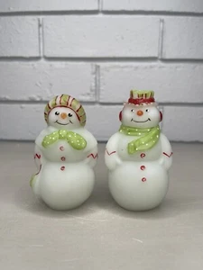 Fenton Glass Christmas Winter Snowman And Snowlady 116/135 Hand Painted Signed - Imagen 1 de 13