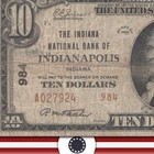 1929 $10 Indianapolis, Il National Bank Note Illinois 27924