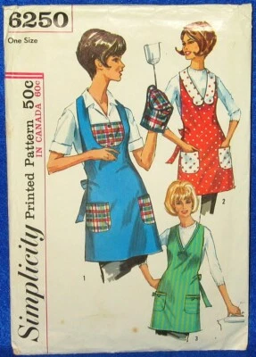 Vintage Simplicity 6250 Apron and Potholder Pattern - Image 1 of 2