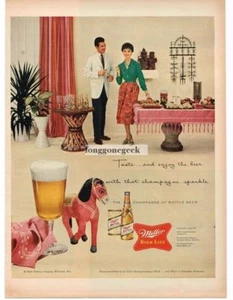 1958 Miller High Life Bier elegantes Zuhause Foto von George Lazarnick Vintage Anzeige  - Bild 1 von 1
