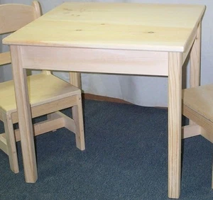 CHILD'S TABLE -only- NO CHAIRS, SQUARE TOP UNFINISHED PINE WOOD HAND MADE IN USA - Picture 1 of 2